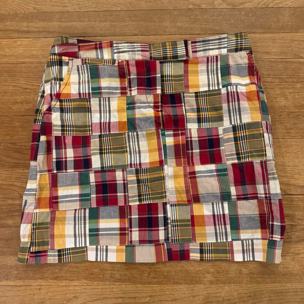 Larry Levine red green yellow blue a-line zip front mini skirt size 10
b53